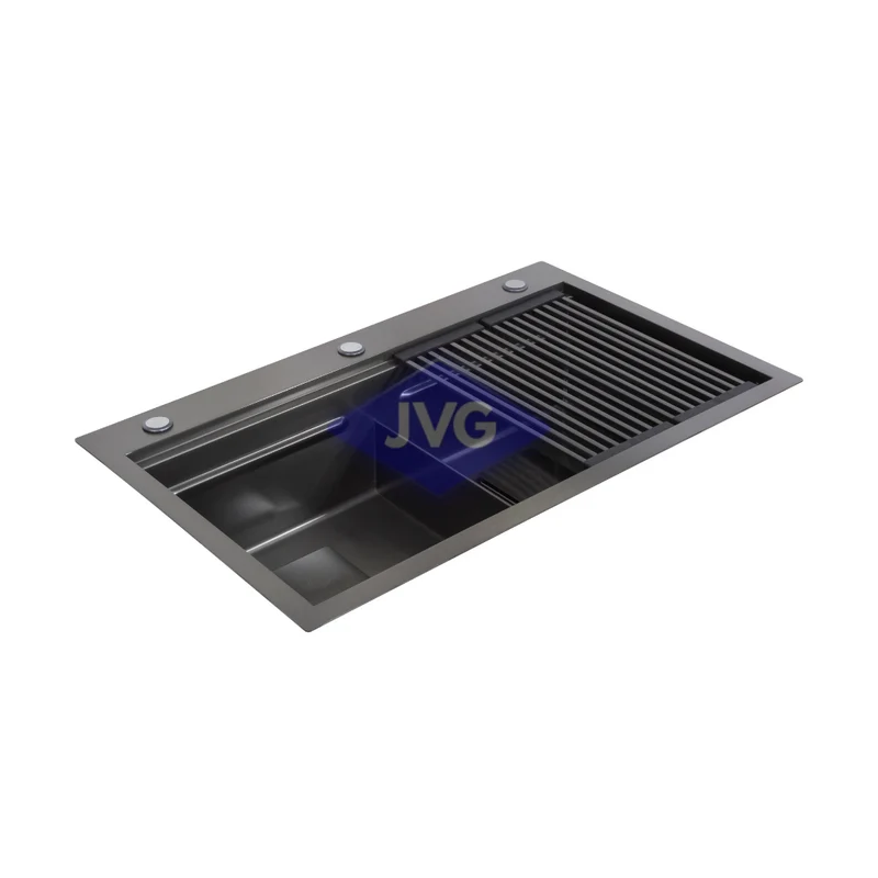 FREGADERO GASCO 2T 84X51X23 CM SATINADO CON KIT NEGRO - RIVERG