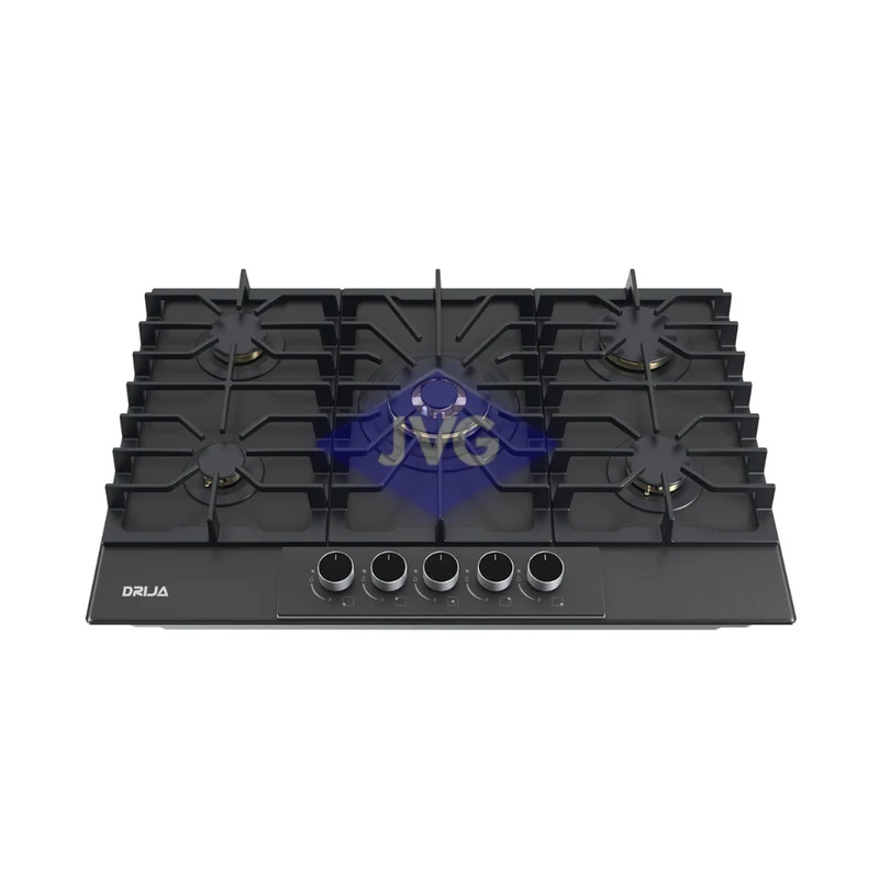 TOPE A GAS DRIJA 5 QUEMADORES 76 CM VIDRIO ITALIA76 NEGRO - ITALIA76