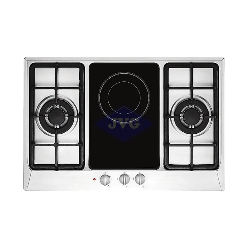 TOPE DUAL BACCO DE 3 QUEMADORES, 80 CM VITROCERÁMICA Y ACERO - BTCGV80A