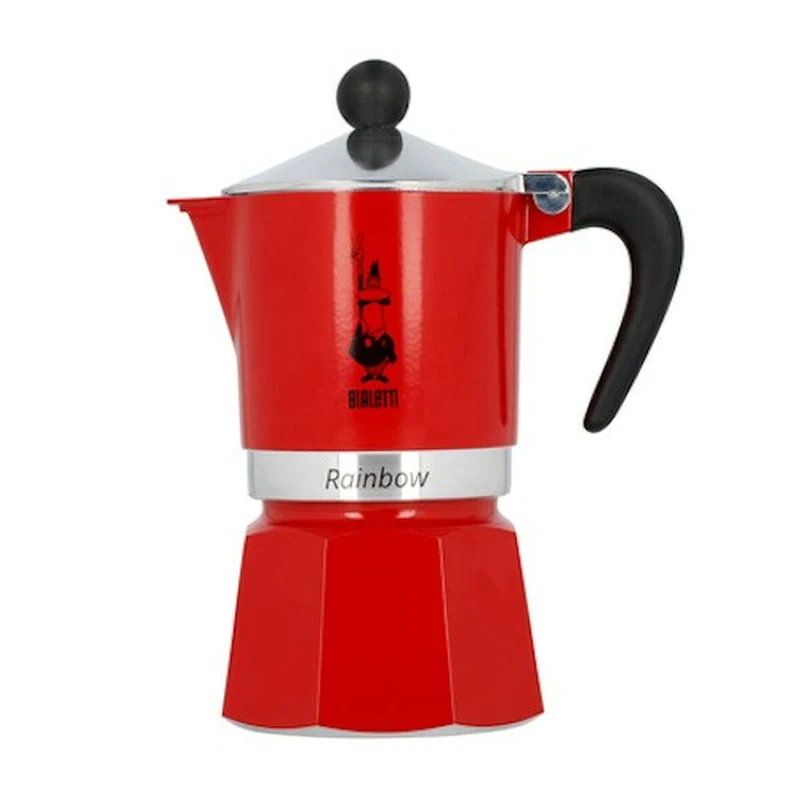 Cafetera Italiana Bialetti Rainbow 6 Tazas Aluminio Rojo