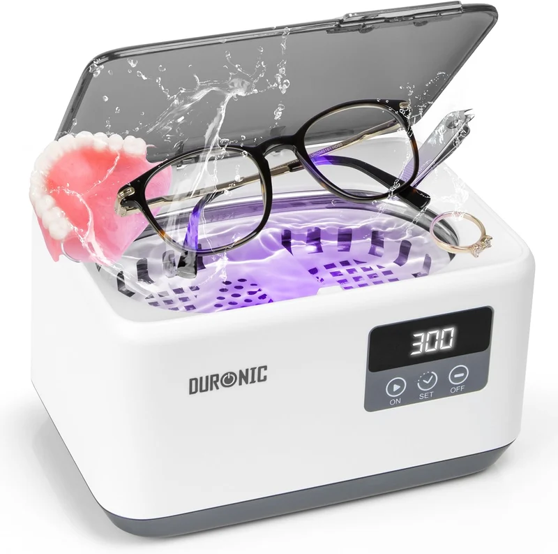 Duronic UC60 Limpiador ultrasónico 50W Limpieza ultrasónica Joyería Gafas Anillos Pulseras Relojes Alianzas Cubiertas Piezas Mecánicas Llave Cepillos Equipo Médico Dental Bisturí