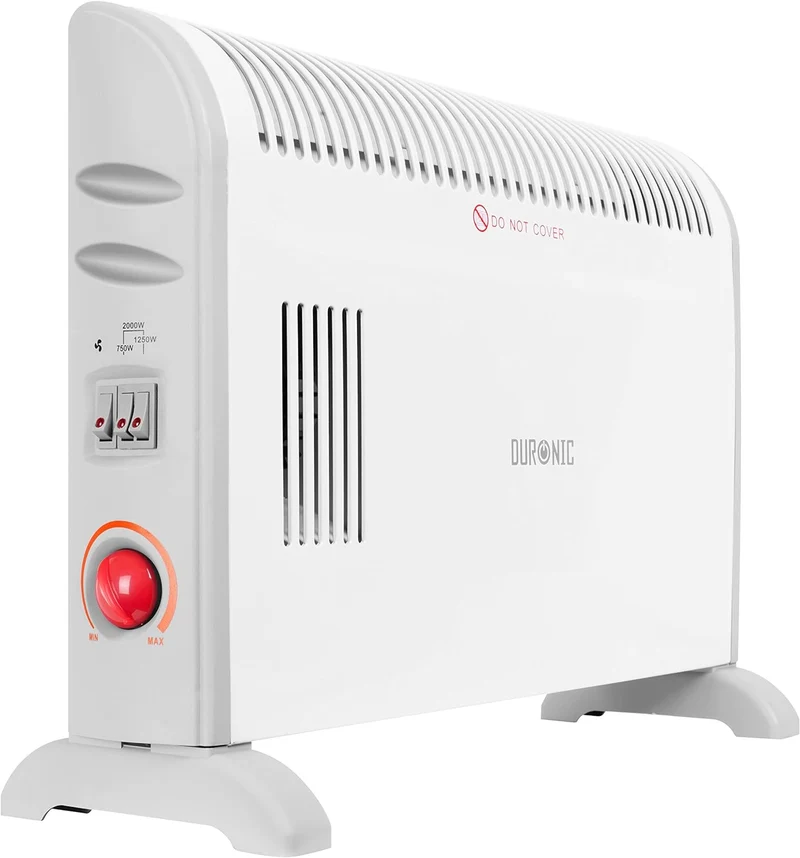 Duronic HV120 Calefactor eléctrico | Potencia de 2000W Termostato regulable en 3 niveles | Sin aceite y calienta en 1 min | Bajo consumo y ligero | Transportable | Estufa Radiador