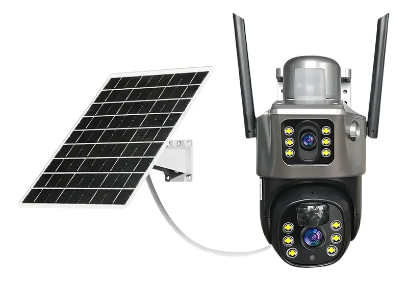 Cámara Seguridad solar Exterior 4g V380 Panel Solar 5mp Visión Nocturna Zoom 10x Negro