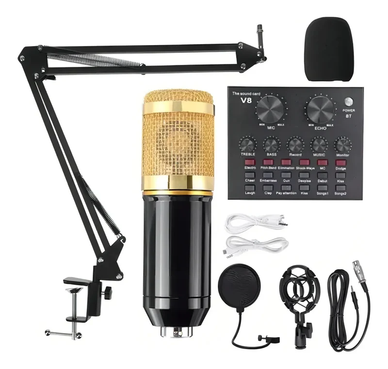Kit Micrófono BM-800 + Tarjeta Sonido v8
