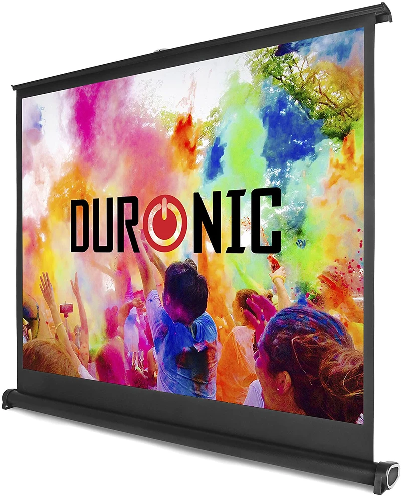 Duronic DPS50 43 Pantalla de Proyector de Sobremesa Formato 4:3 y 50" | 4K Full HD y 3D | Tamaño 102 x 76cm | Funda de Transporte Incluida | Plegable y Portátil