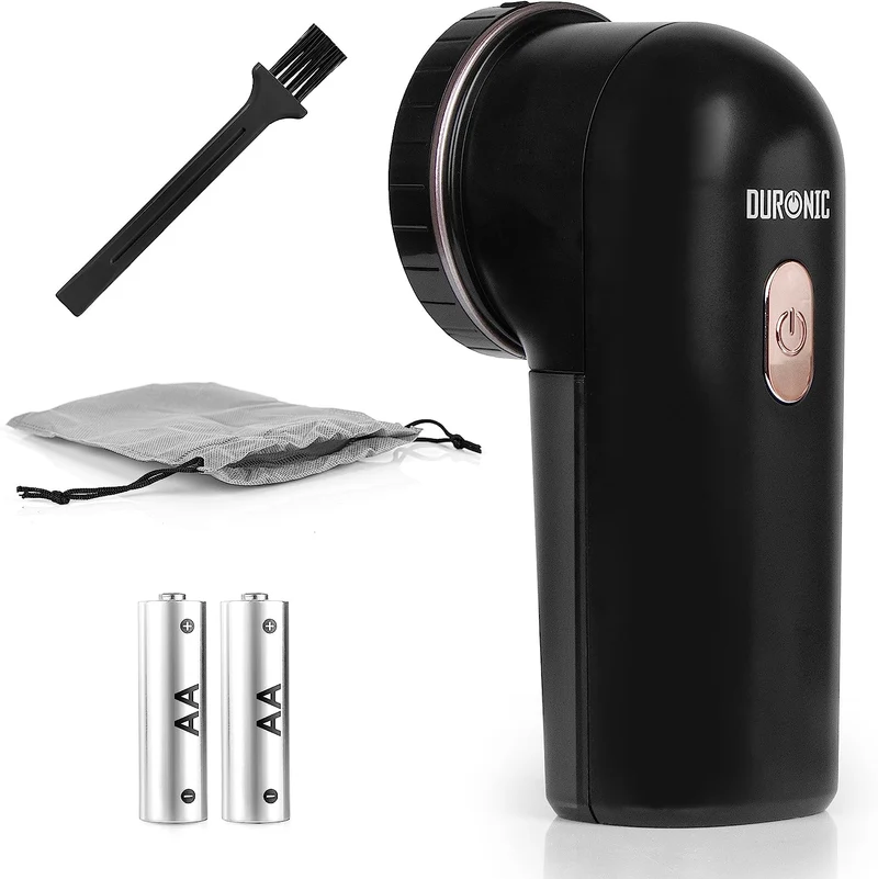 Duronic FS22 BK Quitapelusas eléctrico recargable con cable | 2 alturas | Bolsa de almacenamiento | Reacondiciona la ropa | Prendas de vestir como nuevas | Eco-friendly y sostenible | Color negro