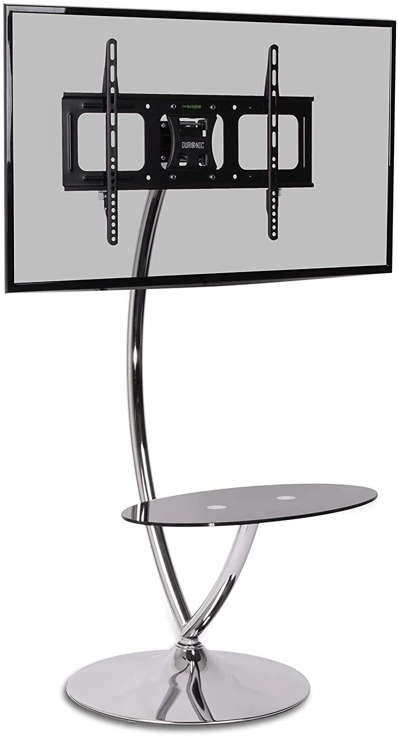 Duronic TVS3F1 Soporte para TV |Base del Televisor para Pantallas de 30 a 50" | 76 a 127 cm y Hasta 50 kg de peso | Soporte TV con Estantería de Cristal para DVD Bluray Home Cinema