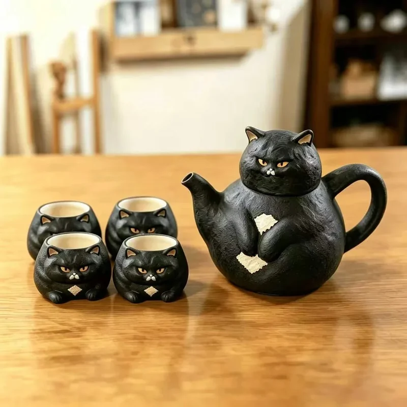 Afternoon Cat Ceramic Teapot Cup Set
