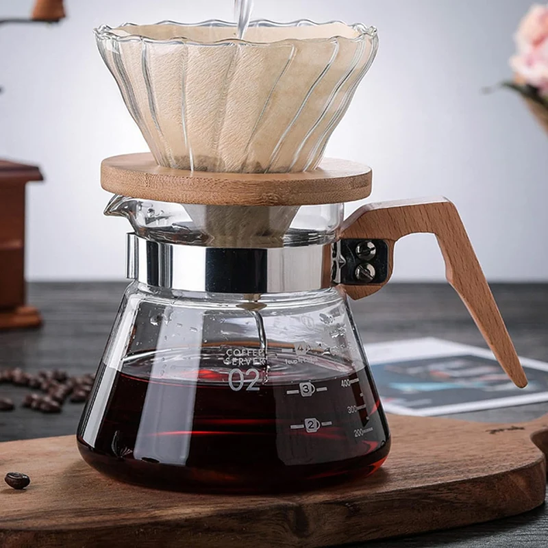 Glass Coffee Server with Wood Handle
