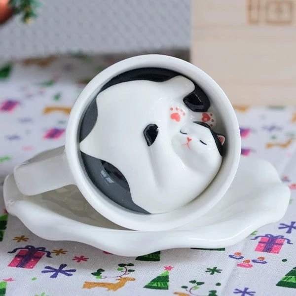 Sleeping Cat Surprise Bottom Ceramic Coffee Mug
