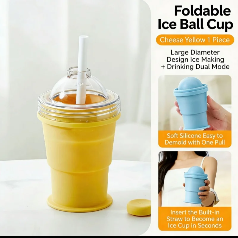RoundRoll Foldable Silicone Ice Ball Drink Cup