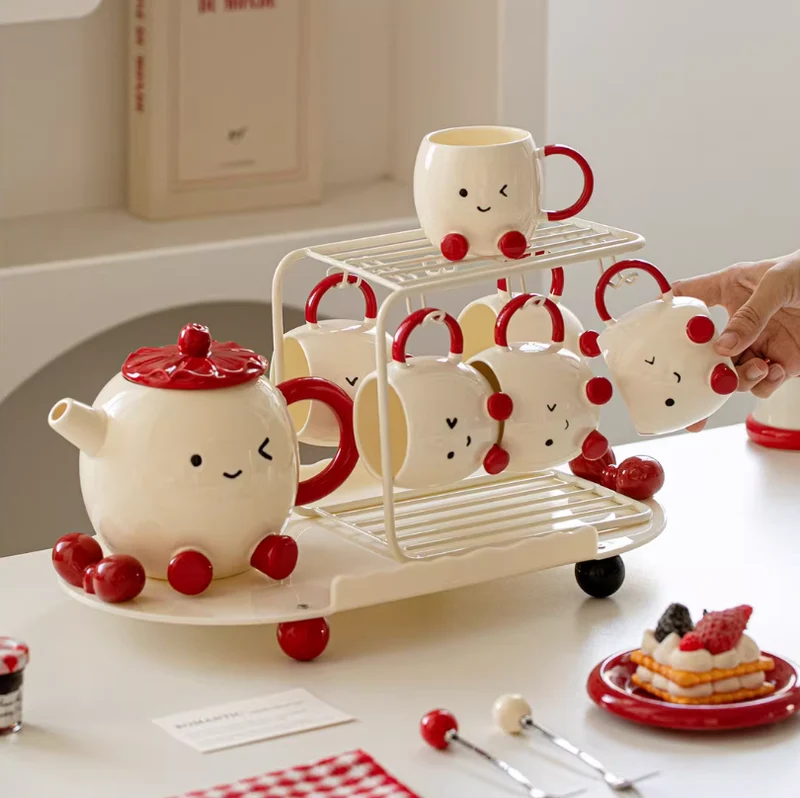 Blushing Face Cute Ceramic Tea Set Gift Box
