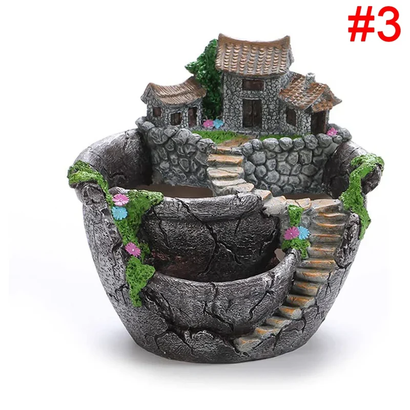 Mini Cottage Succulent Landscape Planter Pot
