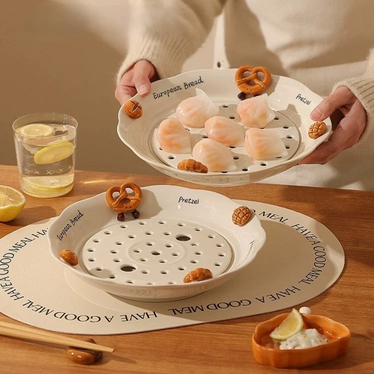 Korean Snacks Ceramic Cute Serving Plate