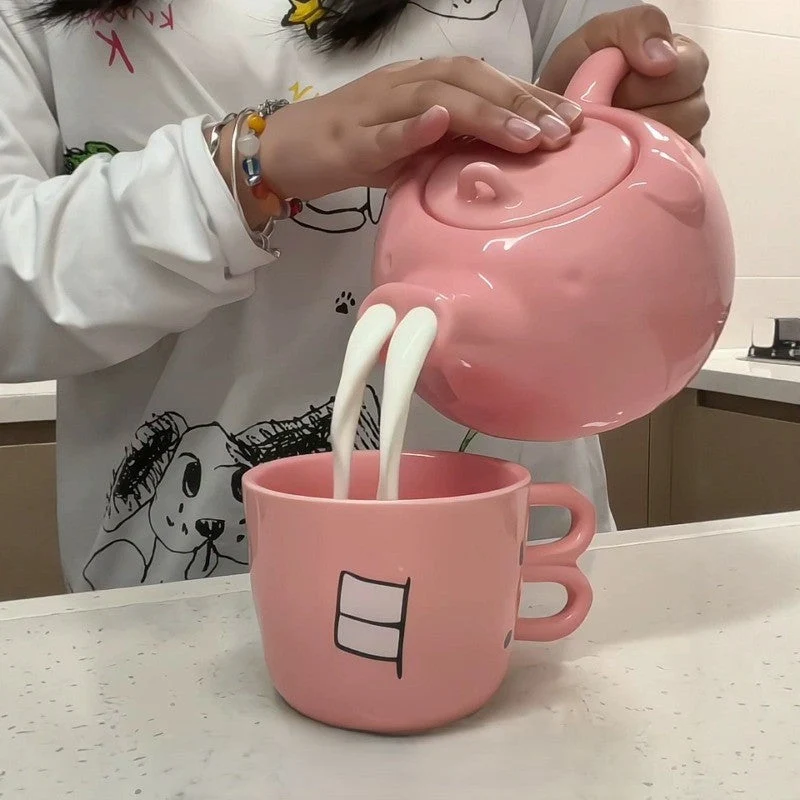 Cartoon Piggy Ceramic Tea & Coffee Set
