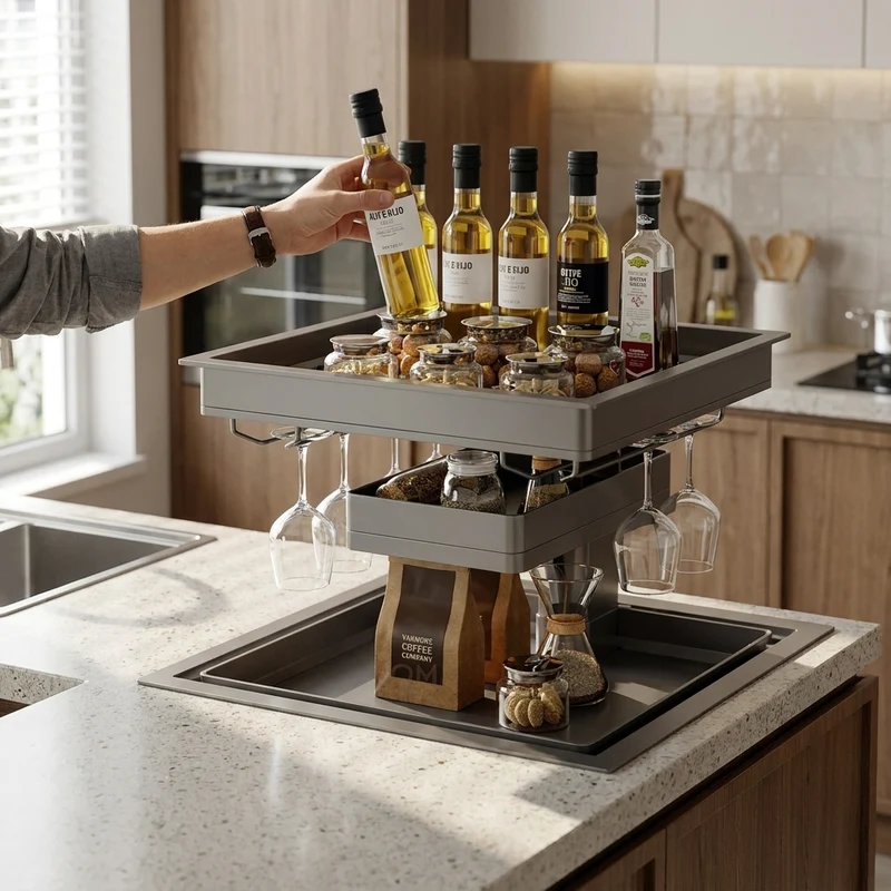 Hidden Smart Kitchen Storage Electric Lyft System