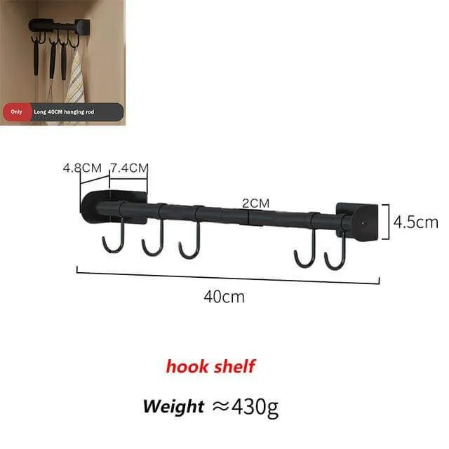 Mat Black No Drill Metal Kitchen Storage