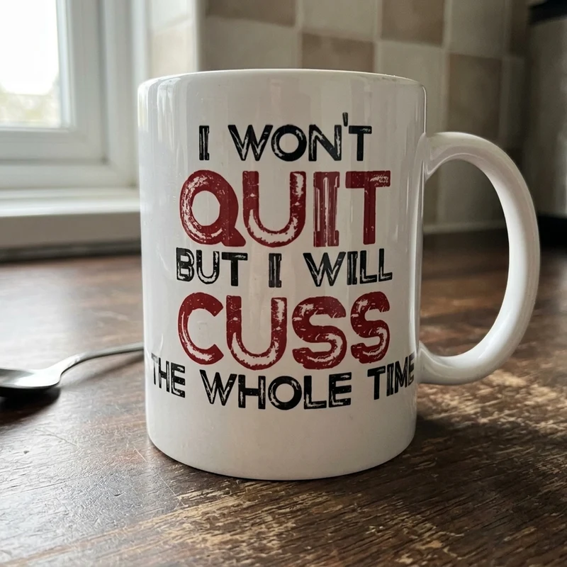 I won't quit but I will cuss the whole time Mug