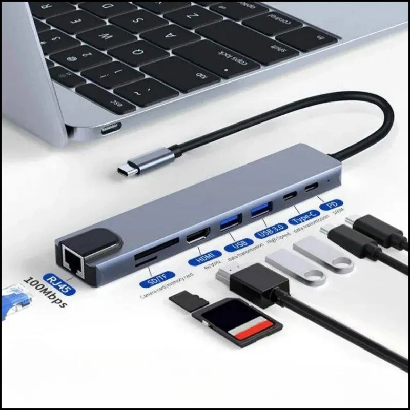 OctoHub® Adaptador usb 8 en 1