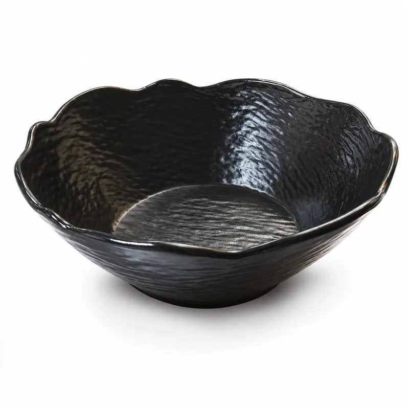 Plato Tazon sopero Melamina Negra Con Textura 6 " TRV