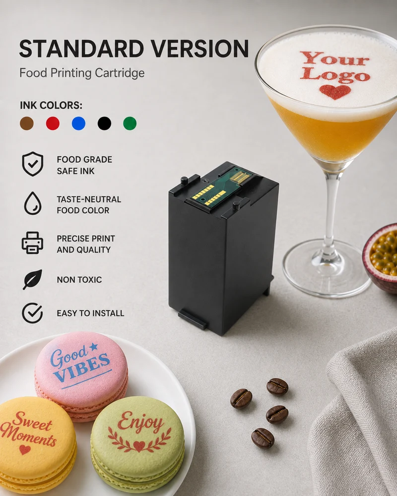 Cartucho para impresora de café Coloranino® (también apto para cócteles, cerveza y galletas) - Hasta 1000 impresiones (versión estándar)