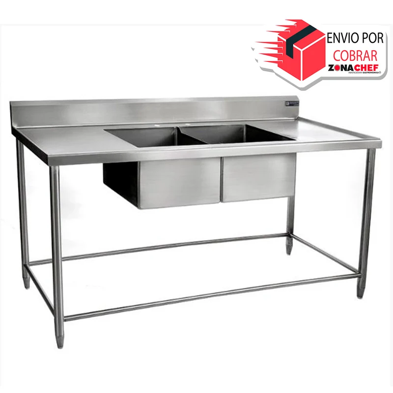 -Tarja/Fregadero 188x70x50 cm Doble en Acero Inox FERRO-