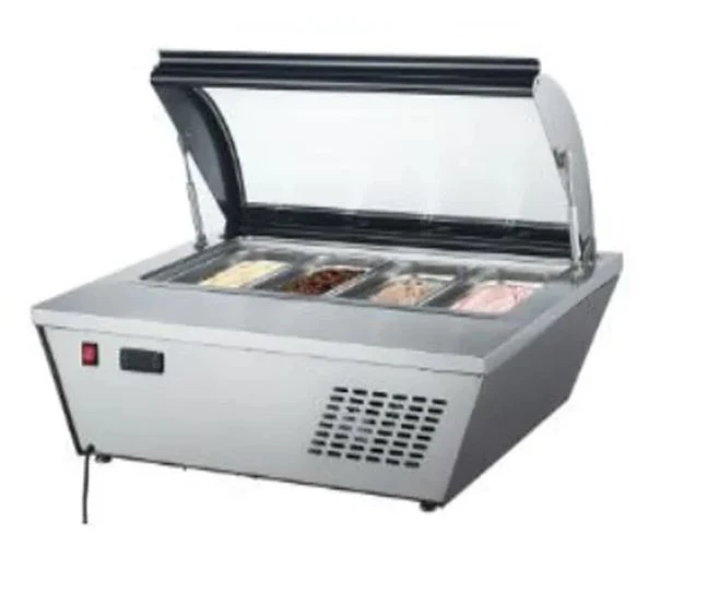 Base congeladora para helados de 4 insertos sobre mesa con tapa MGS
