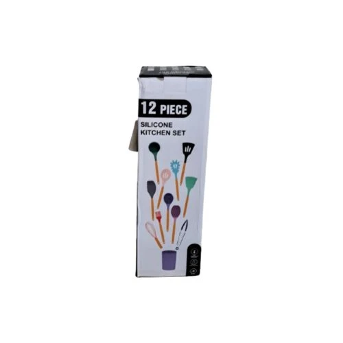 Juego de utensilios de cocina silicón con 12 piezas negro