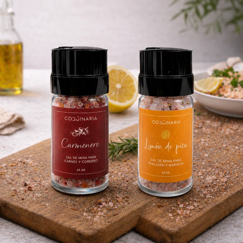 Kit Sal con Limón Molinillo 65 gr Coquinaria + Sal Carmenere Molinillo 65gr Coquinaria