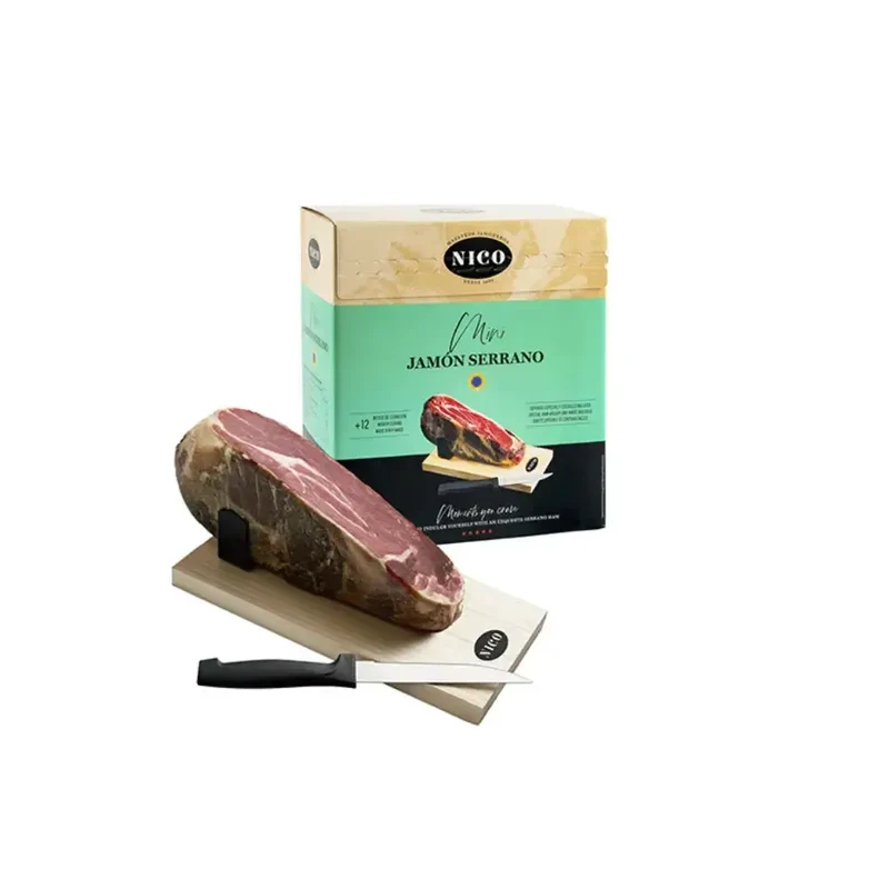 Mini Jamon serrano con tabla y cuchillo 950 grs Coquinaria