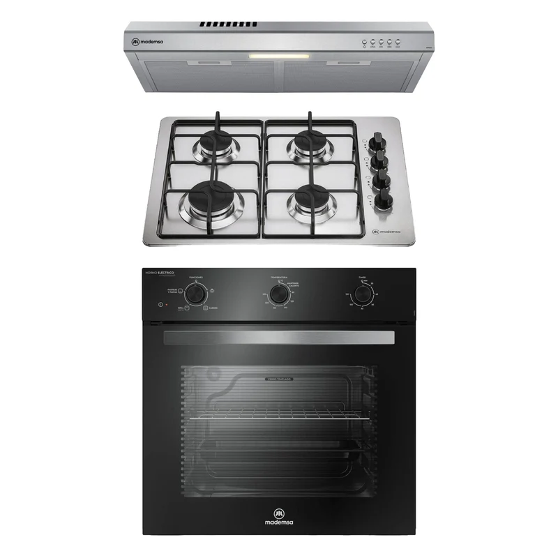 Kit empotrable Horno OM6TB + Encimera KM4GX + Campana DM6SS Mademsa