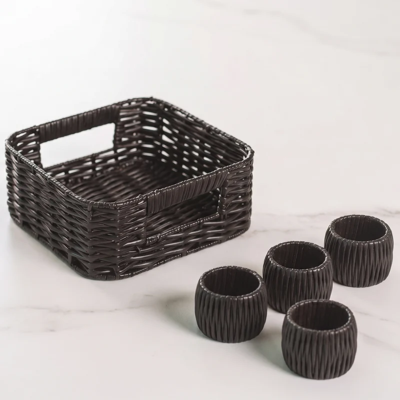 Kit Set 4 Anillos para Servilletas Coquinaria +Servilletero Coquinaria