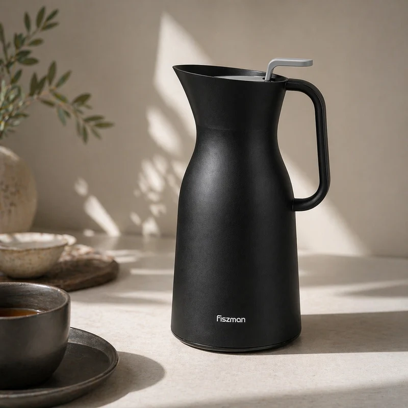 Thermo Jarra 1000 ml Negro con revestimiento de vidrio