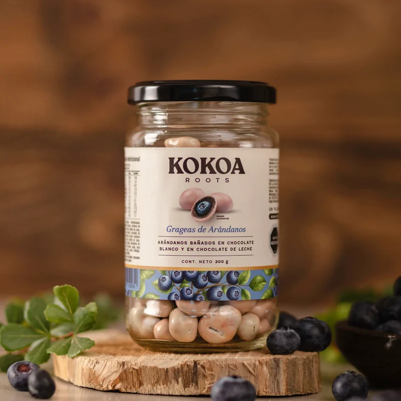 Grageas de Arándanos en Chocolate Blanco y Leche 200 grs Kokoa Roots