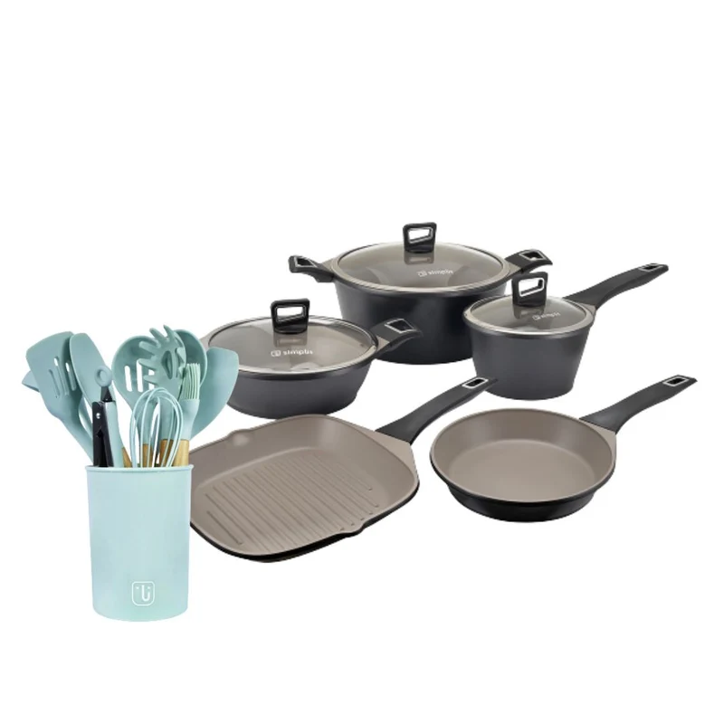 Batería Cocina Classic 8 pzs + Set 12 Utensilios Calipso Simplit