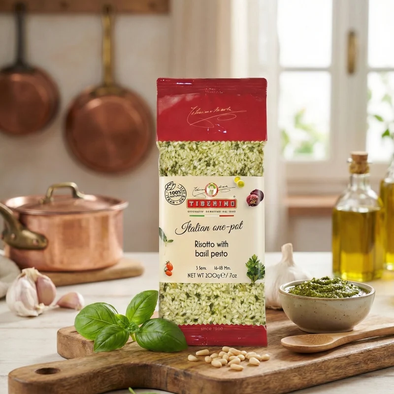 Risotto Pesto albahaca 200 grs Tiberino
