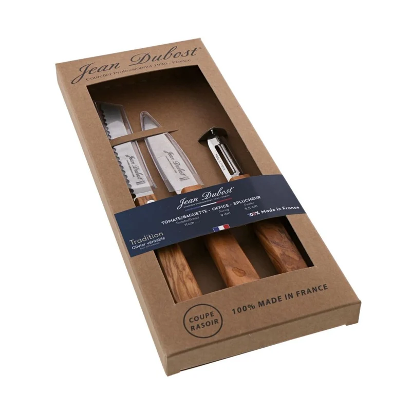 Set 3pz Cuchillos Cocina Olivo Tradition cj/a