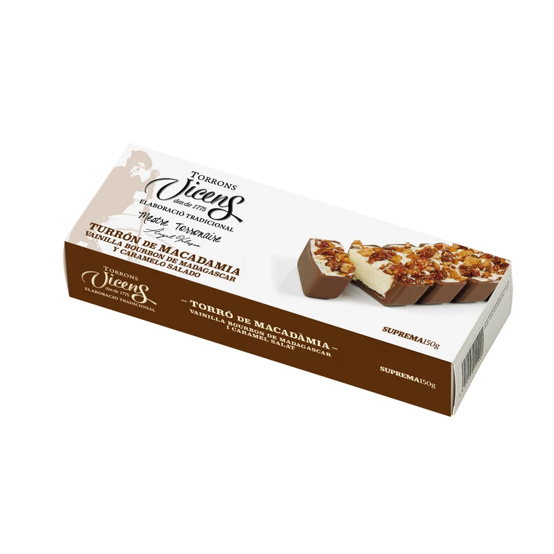 Turrón Macadamia con Vainilla bourbon de Madagascar Excellence 150g Vicens