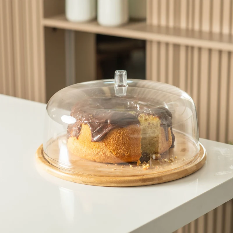 Porta Torta Con Tapa Bambú 27,5 Cm Ou