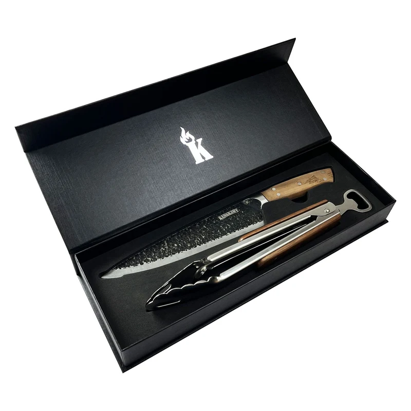 Set Parrillero Cuchillo Curacaví + Tenaza Edición Limitada Black Kangkawe