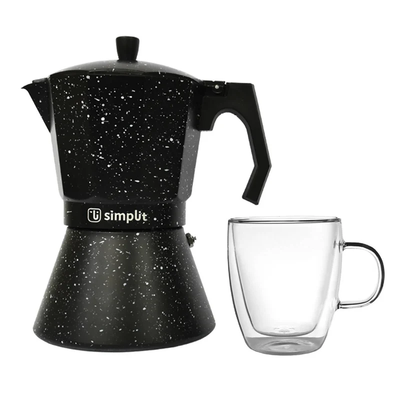 Pack Cafetera Italiana 12 Tazas + Taza Doble Pared 350 ml Simplit