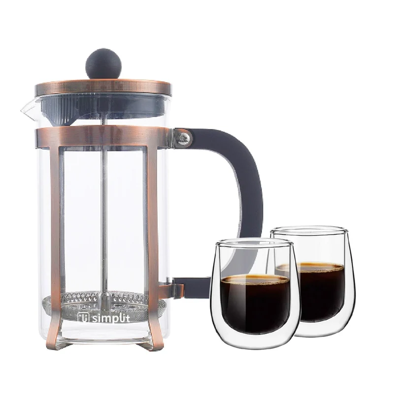 Pack Cafetera Francesa 600 Ml + 2 Tazas 80 Ml Simplit