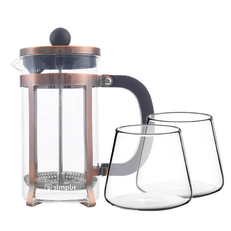 Pack Cafetera Francesa 600 Ml + 2 Vasos 320 Ml Simplit