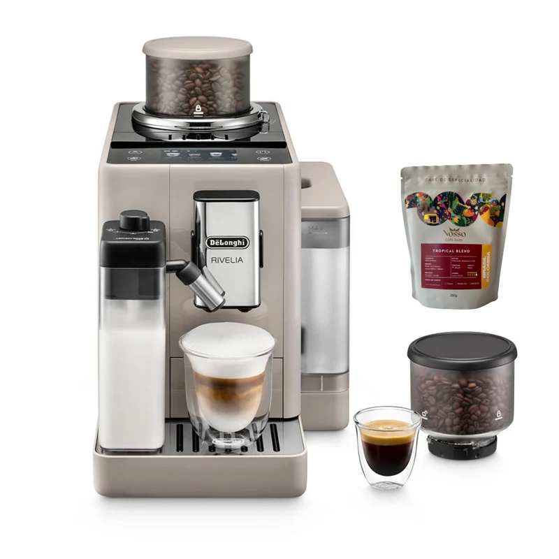 Cafetera DeLonghi Rivelia Superautomática Café 250g Beige