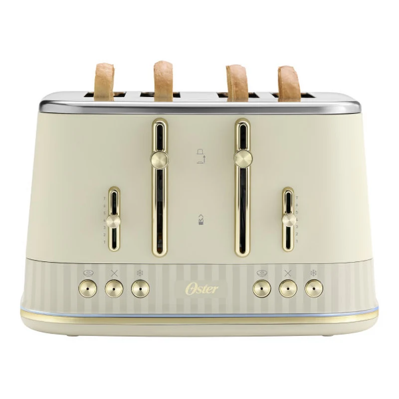 Tostador Oster Premium Beige 4 Rebanadas Luces Bandeja Migas