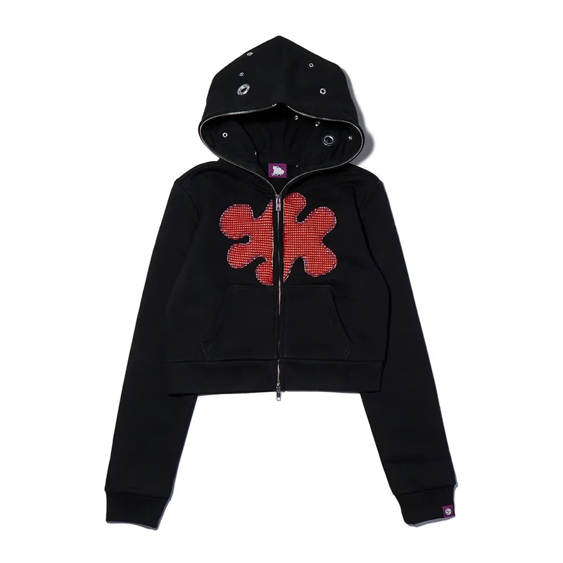 Pierced Patch Zip Hoodie