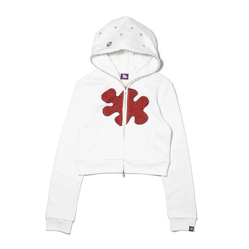 Pierced Patch Zip Hoodie