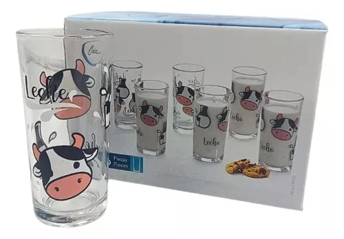 Juego de 6 vasos vaca leche crisa no. 8360. #15180