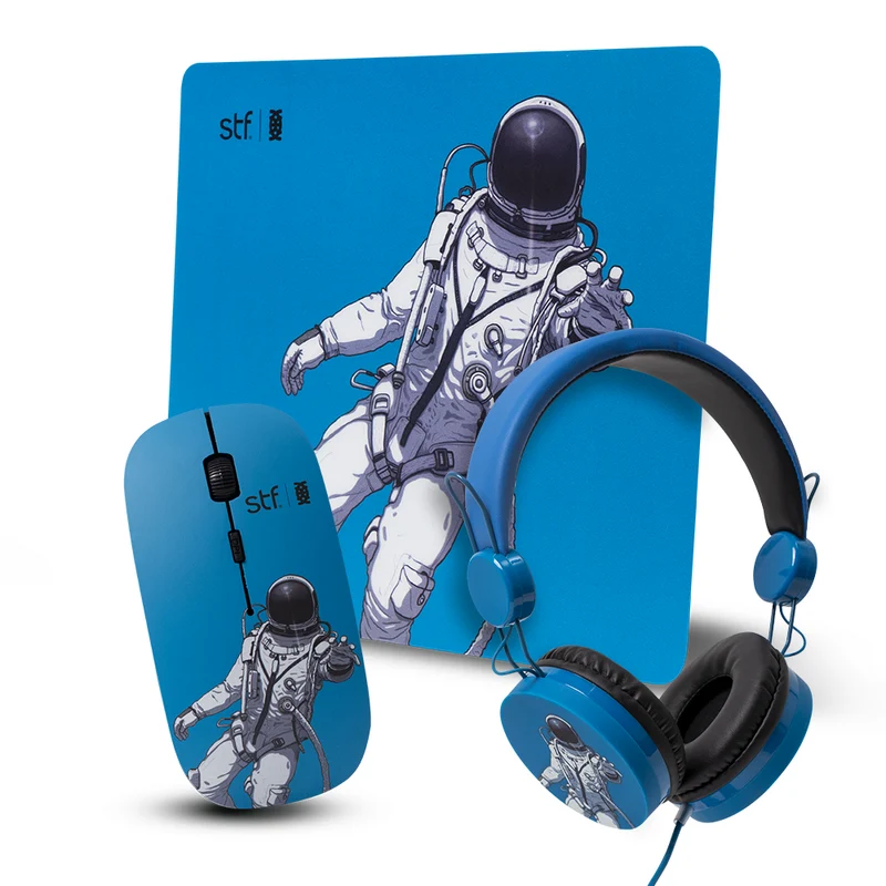 Pack 3 En 1 STF Mouse Audifono Mouse Pad Astronauta