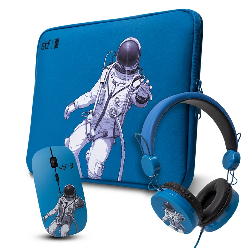 Pack 3 En 1 STF Funda 14 Audifono Mouse Astronauta